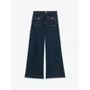 Maje Womens Navy Patch-pocket Straight-leg Stretch-denim Jeans In Blue