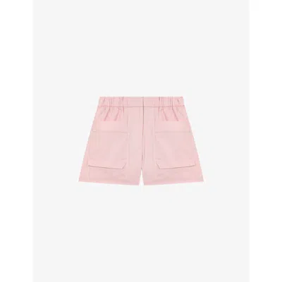 Maje Womens Pink Brand-embroidered Elasticated-waist Cotton Shorts