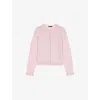 Maje Womens Pink Rhinestone-embellished Contrast-trim Stretch Wool-blend Cardigan