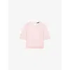 Maje Womens Pink Rhinestone-embellished Short-sleeved Stretch Wool-blend Jumper