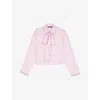 Maje Womens Pink Tie-neck Long-sleeve Cotton Shirt In Purple