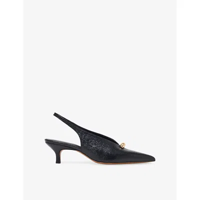 Maje Womens Pointed Patent-leather Heeled Slingbacks Black Eur 36 / 3 Uk