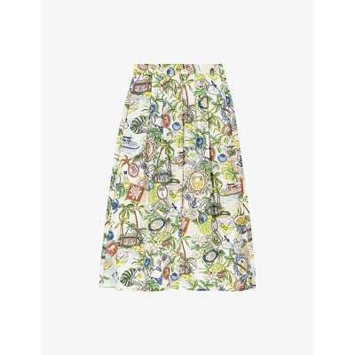 Maje Womens Postcard Print Postcard-print Cotton Maxi Skirt With Shorts In Multi