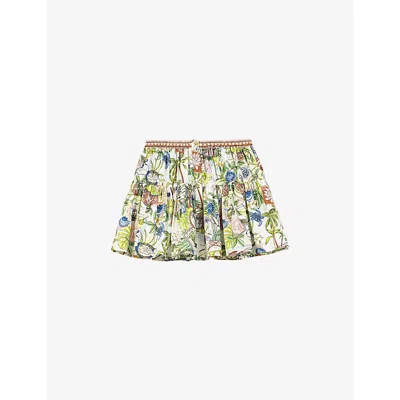 Maje Womens Postcard Print Postcard-print Ruffled Cotton Mini Skirt In Multi