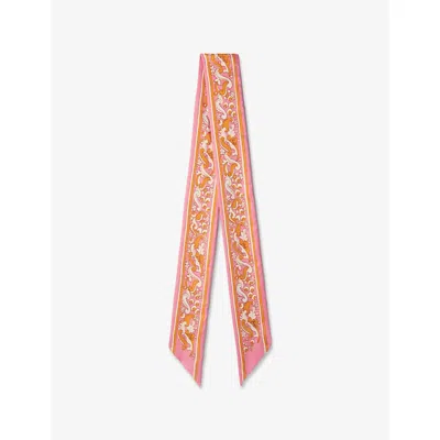 Maje Womens Floral Graphic-print Silk Ribbon Scarf Roses