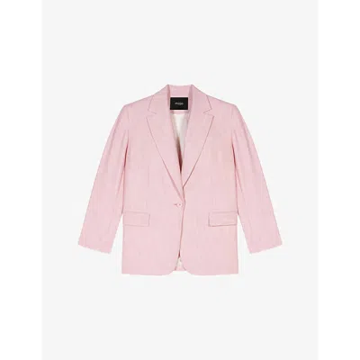 Maje Womens Roses Regular-fit Single-breasted Stretch-woven Blazer In Pink