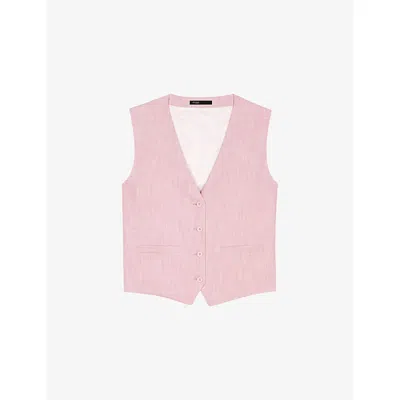 Maje Womens V-neck Woven Waistcoat Roses