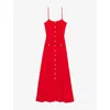 Maje Womens  Ribbed Sleeveless Knitted Maxi Dress In Rouges
