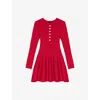 Maje Womens Round-neck Flared-skirt Stretch-knit Mini Dress In Red