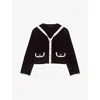 Maje Womens Black Sailor-collar Button-down Stretch-velvet Cardigan In Black