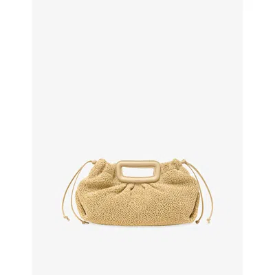 Maje Womens Sand Mipli Bouclé-effect Woven Clutch Bag
