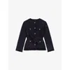 Maje Sequinned Tweed Jacket In Noir / Gris