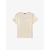 Maje Womens Short-sleeved Metallic Stretch-jersey T-shirt In Or