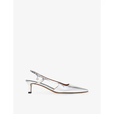 MAJE WOMENS STRAPPY METALLIC LEATHER HEELS SILVERY EUR 38/5 UK