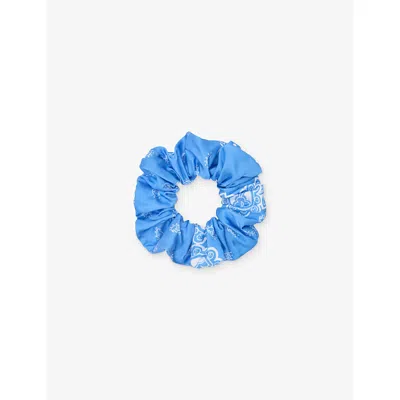 Maje Womens Sky Blue Bandana Print Graphic-print Fabric Hair Scrunchie