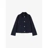 Maje Womens Navy Stud-embellished Corduroy-collar Stretch Cotton-blend Jacket In Blue