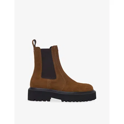 Maje Womens Tabacco Brand-plaque Suede Chelsea Boots Eur 36 / 3 Uk In Multi