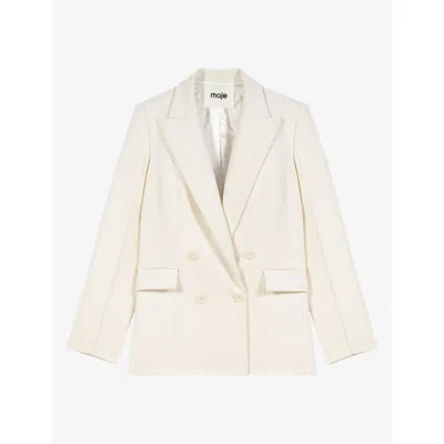 Maje Womens Tailored Double-breasted Wool-blend Blazer Ecru