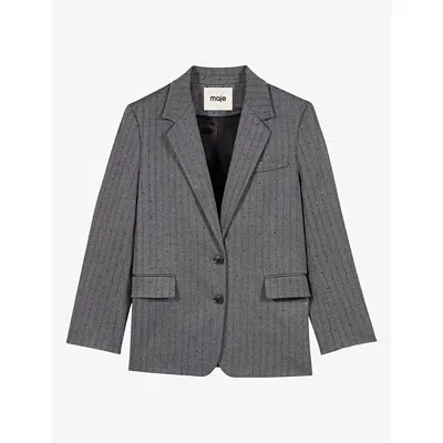 Maje Womens Tailored Single-breasted Stretch-woven Blazer Grey