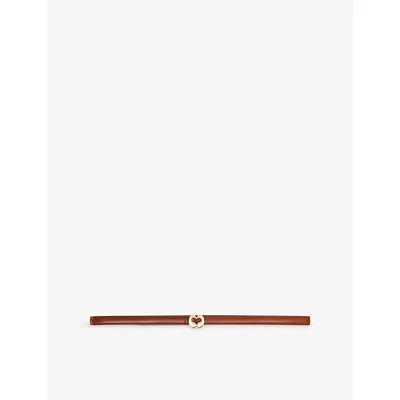 Maje Womens Tobacco Logo-buckle Leather Belt