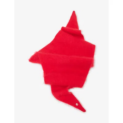 Maje Womens Triangle Wool Scarf Red