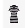 Maje Womens  Stripe Short-sleeve Cotton-blend Knitted Mini Dress In Tricolore