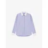 Maje Striped Shirt With Beaded Collar In Tricolore