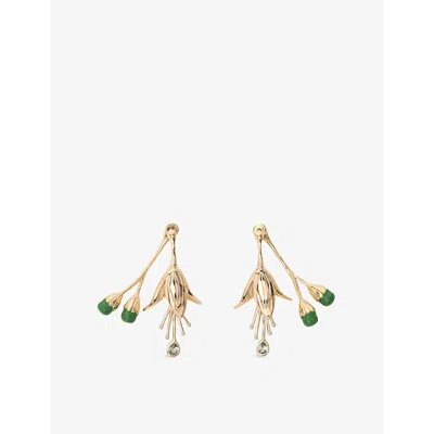 Maje Womens Tulip Gold-toned Brass Earrings