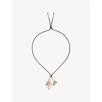 Maje Womens Tulip Gold-toned Cord Pendant Necklace In Black