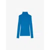 Maje Womens Turquoise Roll-neck Long-sleeve Wool And Silk-blend Jumper In Blue