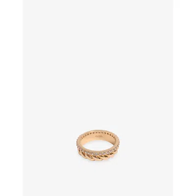 Maje Womens Twisted Gold Rhinestone Brass Ring
