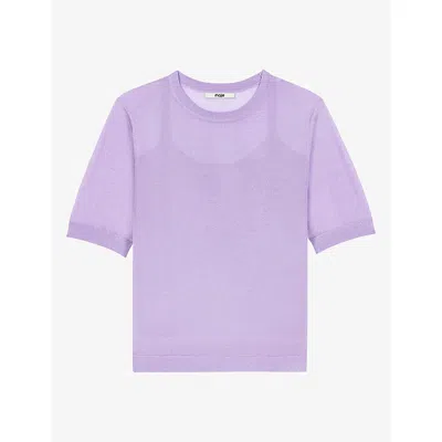 Maje Womens Two-in-one Short-sleeve Knitted Jumper Parma Violet In Purple