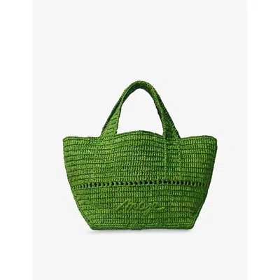 Maje Womens Verts Brand-embroidered Raffia Tote Bag