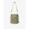 Maje Perforated Leather Bucket Bag In Verts