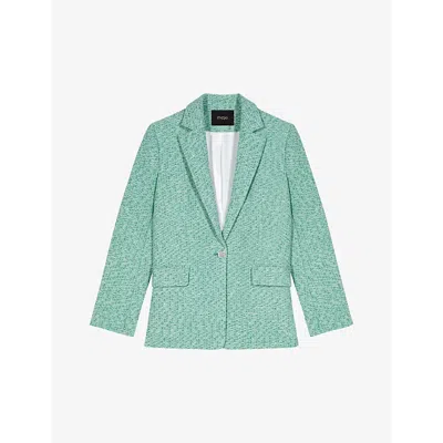 Maje Womens Verts Notch-lapel Single-breasted Tweed Jacket