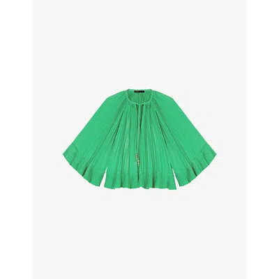 Maje Womens Verts Tie-neck Relaxed-fit Pleated Woven Blouse