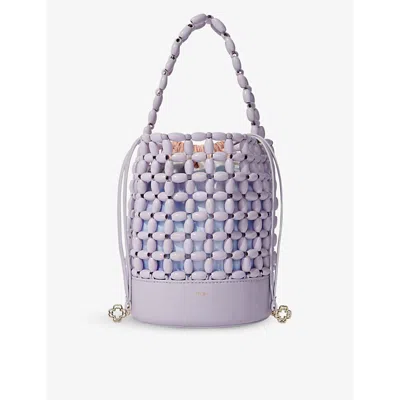 Maje Womens Violets Bead-embellished Wooden Bucket Bag