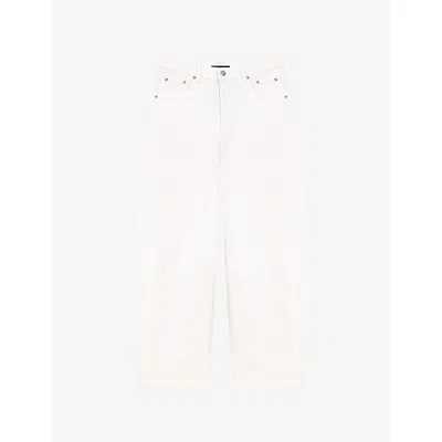 Maje Womens White Balloon-leg Relaxed-fit Denim Jeans