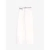 Maje Womens White Chain-belt Wide-leg High-rise Stretch-denim Jeans In White