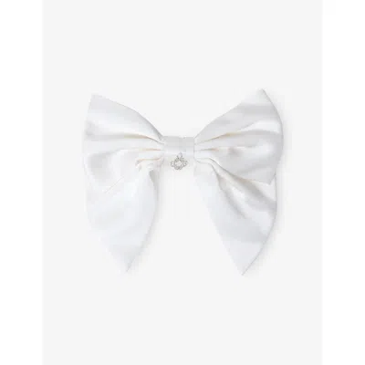 Maje Womens White Charm-embellished Silk Bow Barrette In Green