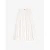 Maje Womens White Clover-embellishment Flared Stretch-crepe Midi Skirt In White
