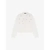 Maje Womens White Cropped Jewel-embellished Cotton Shirt In White