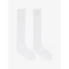 Maje Womens White Pointelle Cotton-blend Knee-high Socks In White