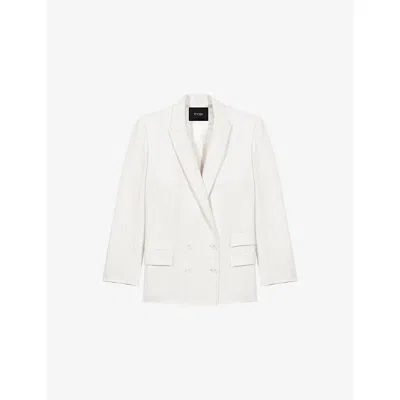 Maje Womens White Relaxed-fit Double-breasted Lyocell-blend Blazer