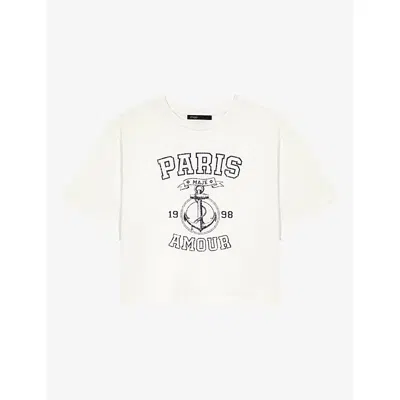 Maje Womens White Sailor-print Short-sleeved Cotton-jersey T-shirt