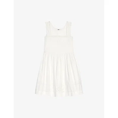 Maje Womens White Sleeveless Lace-trim Cotton Mini Dress In Multi