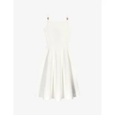 Maje Womens White Sleeveless Ribbed Knitted Mini Dress In Neutral