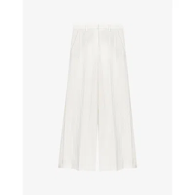 Maje Womens White Wide-leg High-rise Lyocell-blend Trousers