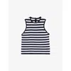 Maje Womens Striped Sleeveless Crochet-knit Top White/navy