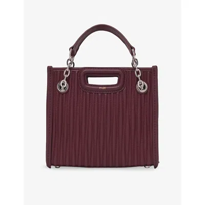 Maje Womens Wine Lees Cabas Padded Mini Leather Shoulder Bag